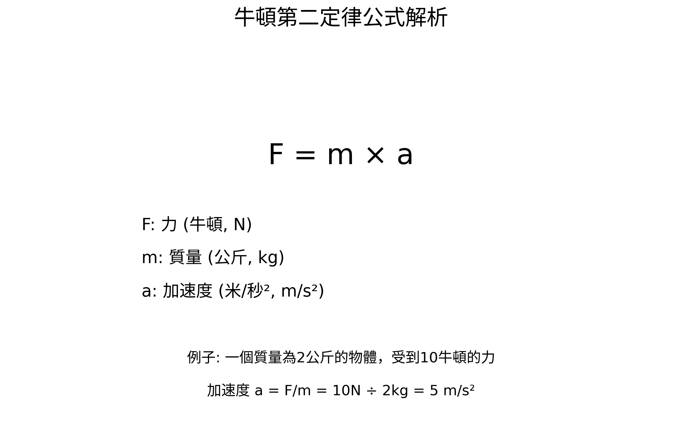 牛頓第二定律公式